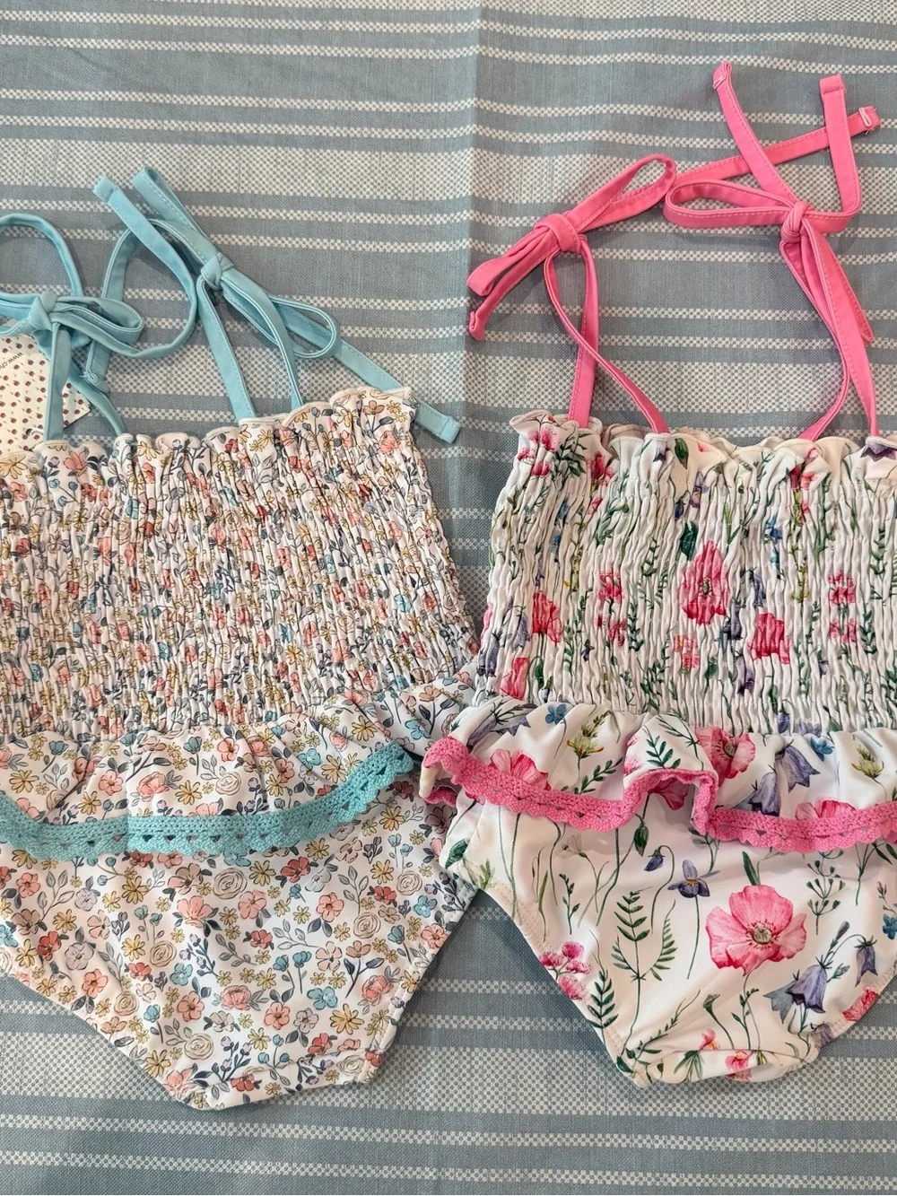 Set of 2 Cheeky Plum Floral Smocked Swim